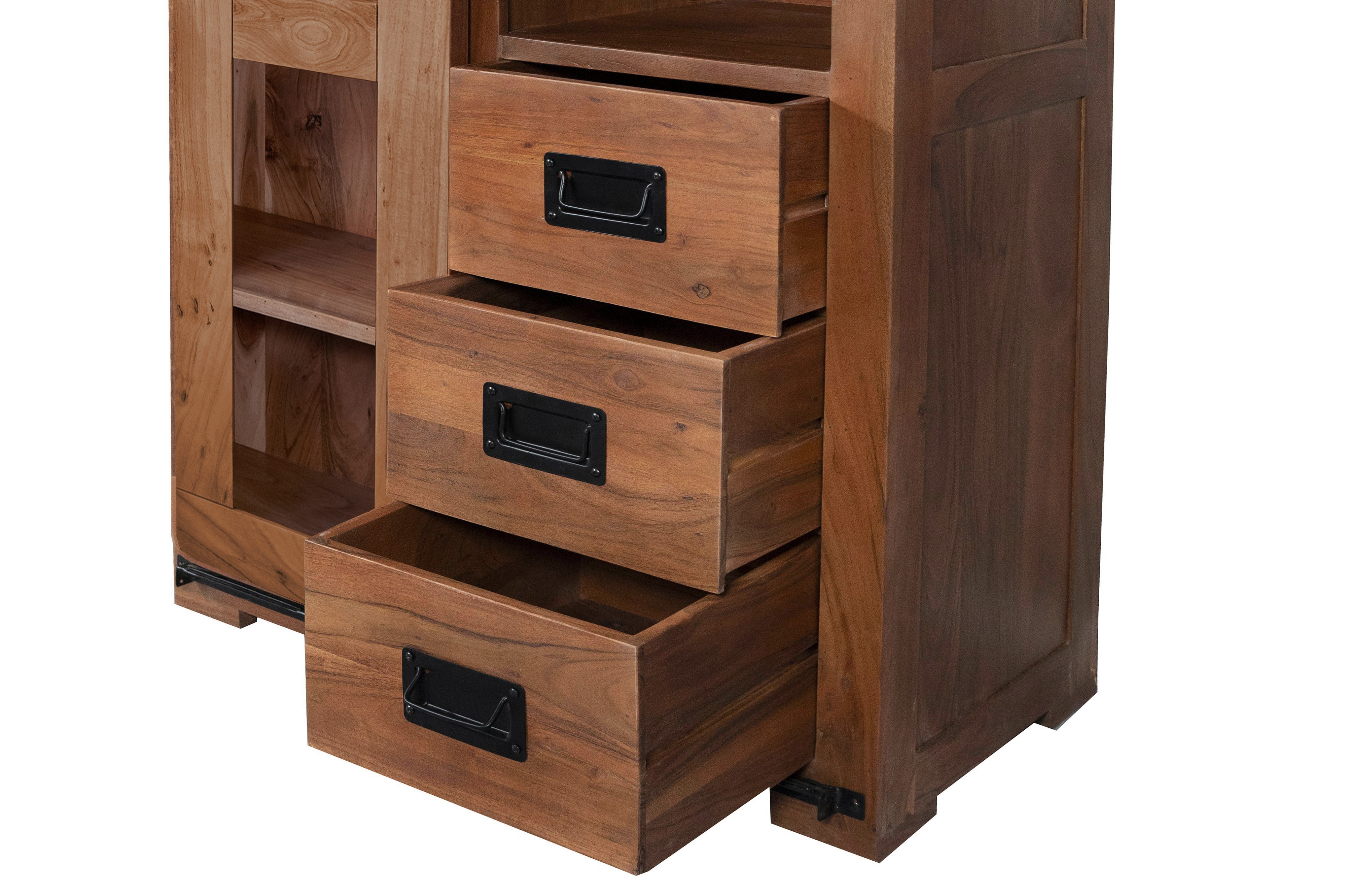 Vitrine_100x175x45_nuss_Glasschiebetuer_3_Schubfaecher_06